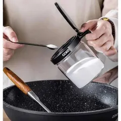 Bộ 4 hũ đựng gia vị thủy tinh CCKO 400ml có tay cầm và khay, thiết kế hiện đại, chất liệu cao cấp, tiện lợi cho bếp nhà bạn