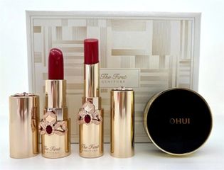Sét Son O Hui The First & Phấn Nước Mini - Bộ Trang Điểm Sang Trọng Cho Làn Da Mịn Màng, Cung Cấp Độ Ẩm Và Suốt Ngày Tươi Mới