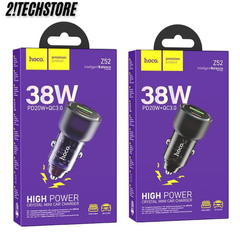 Tẩu sạc ô tô Hoco Z52 sạc nhanh 38W hỗ trợ cùng lúc 2 thiết bị qua cổng Type-C và USB-A