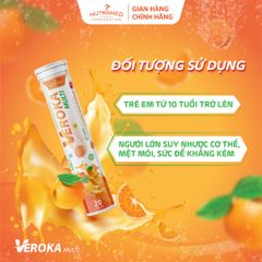Viên sủi Veroka Multi cung cấp 12 vitamin hỗ trợ bổ sung năng lượng tăng cường sức đề kháng (20 viên)