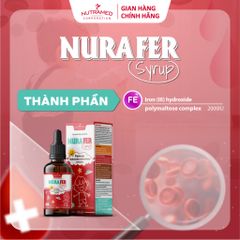 Siro Nurafer Bổ Sung Sắt 30ml - Hỗ Trợ Giảm Thiếu Máu, Dành Cho Trẻ Em Và Phụ Nữ Mang Thai - Nutramed