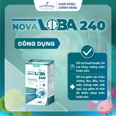 Viên uống hỗ trợ tuần hoàn não Novaloba 240 - Giảm đau đầu, mất ngủ - Bổ não Nutramed (60 viên)