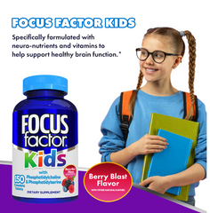 Kẹo Nhai Focus Factor For Kids 150 Viên - Bổ Não, Tăng Trí Nhớ Với Vitamin Berry Blast - Sản Phẩm Mỹ Chính Hãng Cho Trẻ Từ 4 Tuổi