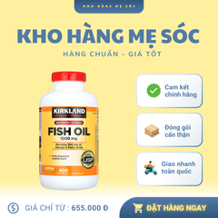 Viên Dầu Cá Omega 3 Kirkland Signature 1000mg 400 Viên - Hỗ Trợ Tim Mạch, Não Bộ, Thị Lực - Dầu Cá Tinh Khiết, Dễ Uống