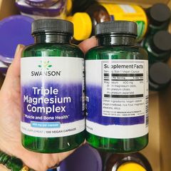 Magie thuần chay Triple Magnesium 400mg Swanson USA 100 viên
