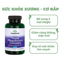 Magie thuần chay Triple Magnesium 400mg Swanson USA 100 viên