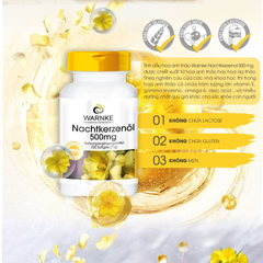 Viên Uống Tinh Dầu Hoa Anh Thảo Warnke Nachtkerzenöl 500mg - Cân Bằng Nội Tiết Tố, Hỗ Trợ Giảm Đau Kinh Nguyệt và Cải Thiện Da