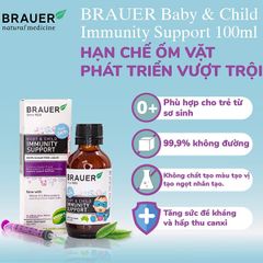 Siro Brauer  Immunity Support  Tăng Cường Hệ Miễn Dịch cho Trẻ Em (100ml) - Hỗ Trợ Đề Kháng