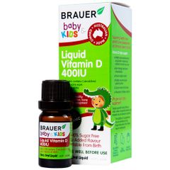 Siro Vitamin D3 cho Bé Brauer 400 IU - Dạng lỏng, Hỗ trợ Tăng cường Hệ Miễn dịch và Hấp thu Canxi, 10ml