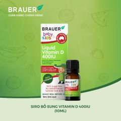 Siro Vitamin D3 cho Bé Brauer 400 IU - Dạng lỏng, Hỗ trợ Tăng cường Hệ Miễn dịch và Hấp thu Canxi, 10ml