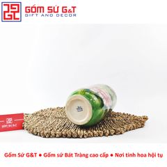Lọ Hoa Dáng Phích Loe Vẽ 3D Hoa Phù Dung - Gốm Sứ Cao Cấp, Trang Trí Phòng Ăn Sang Trọng, Quà Tặng Ý Nghĩa