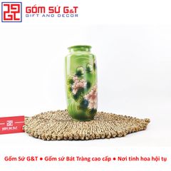 Lọ Hoa Dáng Phích Loe Vẽ 3D Hoa Phù Dung - Gốm Sứ Cao Cấp, Trang Trí Phòng Ăn Sang Trọng, Quà Tặng Ý Nghĩa