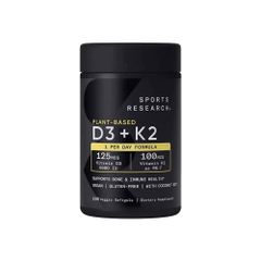 Viên uống K2 + D3 Sports Research 160 viên - Bổ sung vitamin D và K2 cho sức khỏe xương và hệ miễn dịch - Hỗ trợ hấp thụ canxi hiệu quả