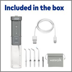 Máy Tăm Nước Waterpik WF-17CD017-1 Di Động Bác Sĩ Nha Khoa Khuyên Dùng - Thiết Kế Gọn Nhẹ, Pin Sạc Dài Hạn, 4 Đầu Phụ Kiện