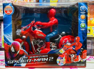 Đồ chơi Spider Man điều khiển từ xa xe máy phân khối lớn chạy pin có đèn và âm thanh - Quà tặng tuyệt vời cho trẻ em