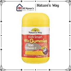 Kẹo Dẻo Bổ Sung Kẽm và Vitamin C Nature's Way Kids Smart Vita Gummies Sắt + Vitamin C 60 viên - Hỗ Trợ Sức Đề Kháng Cho Trẻ 2-12 Tuổi
