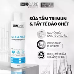 Sữa Tắm Giảm Mụn Lưng MD CARE C.L.E.A.N.S.E - Tẩy Tế Bào Chết Cho Da Sáng Mịn, Chống Viêm Mụn, Dung Tích 200ml