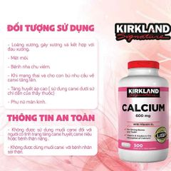 Viên uống Bổ sung Canxi 600mg + Vitamin D3 400 I.U Kirkland Signature 500 viên - Giúp xương và răng chắc khỏe, Hàng Mỹ chính hãng