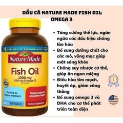 Dầu Cá Omega 3 Nature Made 1200mg - Hộp 300 Viên Giúp Sáng Mắt, Hỗ Trợ Tim Mạch và Tăng Cường Trí Não, Xuất Xứ Mỹ