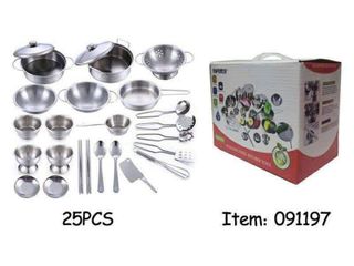 Bộ Đồ Chơi Nấu Ăn Inox 25 Chi Tiết Enpei 091197 - Đồ Chơi Giáo Dục Sáng Tạo Cho Trẻ Em Từ 3 Tuổi