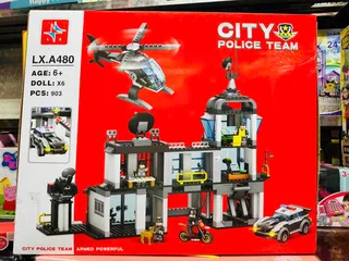 LX A480 CITY POLICE TEAM Đồ chơi lắp ráp xây dựng 903 chi tiết cho trẻ em từ 6 tuổi gồm xe máy và mô hình cảnh sát mạnh mẽ