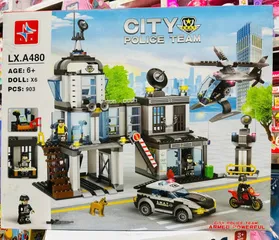 LX A480 CITY POLICE TEAM Đồ chơi lắp ráp xây dựng 903 chi tiết cho trẻ em từ 6 tuổi gồm xe máy và mô hình cảnh sát mạnh mẽ