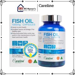 Dầu Cá Careline Fish Oil 1000mg - Hỗ Trợ Omega 3, DHA, EPA, Tăng Cường Sức Khỏe Tim Mạch và Não Bộ - 100 Viên