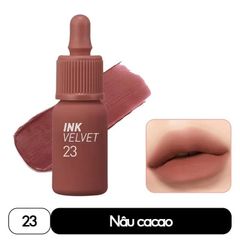 Son Kem Velvet Peripera INK VELVET 23 Nutty Nude 4g - Chất Mịn, Bám Màu Lâu Trôi, Đẹp Tự Nhiên Cho Mọi Tông Da