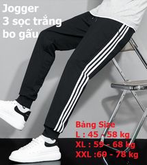 Quần Thể Thao Nam Nữ SALE - Q1, Jogger Nỉ Poly 2 Da Hình 3 Sọc - Thời Trang Tập Gym Thoải Mái, Size 40-86kg