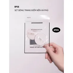 Set 2 bông phấn trang điểm VACOSI Tap & Touch - Bông tròn nền và phủ tự nhiên, Hộp nhỏ gọn cho lớp nền hoàn hảo