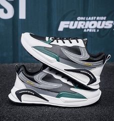 Giày Thể Thao Nam Mã 0016 Da PU Phối Màu Đen Xám Thời Trang - Sneaker Đế Bằng Thoải Mái Phong Cách Năng Động