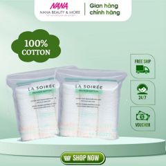 Bông Tẩy Trang LA SOIRÉE Premium Cotton 225 Miếng - Dịu Nhẹ Cho Da Nhạy Cảm, Làm Sạch Hiệu Quả - Hàng Chính Hãng Nana Shop