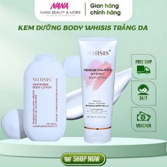 Dưỡng Thể Trắng Da Ngày Đêm Whisis Premium - Lotion Collagen & Men Gạo 200ml/300ml, Làm Sáng Da & Cấp Ẩm Tối Ưu, Hàn Quốc