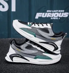 Giày Thể Thao Nam Mã 0016 Da PU Phối Màu Thời Trang - Đen Xám, Sneaker Đế Bằng Dành Cho Nam, Phong Cách Năng Động, Tiện Dụng