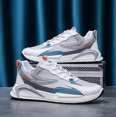 Giày Thể Thao Nam Mã 0016 Da PU Phối Màu Thời Trang - Đen Xám, Sneaker Đế Bằng Dành Cho Nam, Phong Cách Năng Động, Tiện Dụng