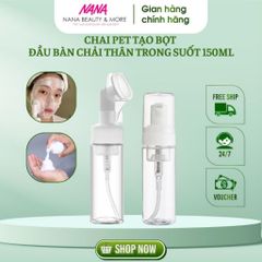 Chai Đựng Mỹ Phẩm PET 150ml - Bàn Chải Massage Tạo Bọt Chất Liệu An Toàn - Tiện Ích Làm Sạch Da Mặt Tại Nhà