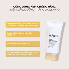 Kem Chống Nắng Kiềm Dầu SENNIO Daily Natural Cream SPF50 Dưỡng Trắng Đa Năng 50ml - Bảo Vệ Da Và Kiểm Soát Dầu Mặt