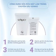 Sữa Rửa Mặt SENNIO Tạo Bọt Intensive Whitening Cleanser 120ml - Dưỡng Sáng Da, Cấp Ẩm Cho Mọi Loại Da