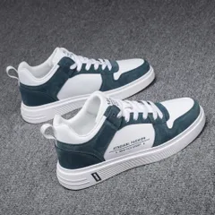 Giày Nam Da PU 0012 Thời Trang - Sneakers Đế Cao Su Êm Nhẹ, Có Màu Trắng Và Xanh, Phong Cách Thể Thao Năng Động
