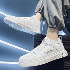 Giày Nam Da PU 0012 - Thời Trang Sneaker Êm Nhẹ Đế Cao Su Tổng Hợp, Màu Trắng và Xanh, Phong Cách Trẻ Trung, Kích Cỡ 39-43