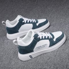 Giày Nam Da PU 0012 - Thời Trang Sneaker Êm Nhẹ Đế Cao Su Tổng Hợp, Màu Trắng và Xanh, Phong Cách Trẻ Trung, Kích Cỡ 39-43