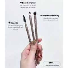 Bộ Kit 3 Cọ Chân Mày Vacosi SC01 Golden Dragon - Trang Điểm Chuyên Nghiệp, Định Hình & Tạo Dáng Chân Mày Đẹp Mắt