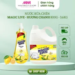 Nước Rửa Chén Magic Live Hương Chanh 800g - Làm Sạch Bát Đĩa Hiệu Quả, Khử Mùi Tanh, Dịu Nhẹ Với Da Tay - Sản Phẩm Gốc Việt Nam