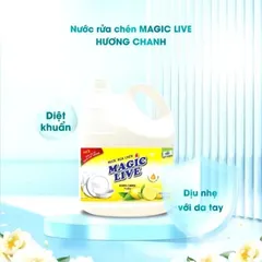 Nước Rửa Chén Magic Live Hương Chanh 800g - Làm Sạch Bát Đĩa Hiệu Quả, Khử Mùi Tanh, Dịu Nhẹ Với Da Tay - Sản Phẩm Gốc Việt Nam
