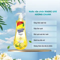 Nước Rửa Chén Magic Live Hương Chanh 800g - Làm Sạch Bát Đĩa Hiệu Quả, Khử Mùi Tanh, Dịu Nhẹ Với Da Tay - Sản Phẩm Gốc Việt Nam