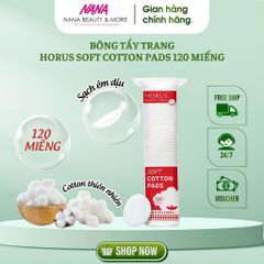 Bông Tẩy Trang Horus Soft Cotton Pads 120 Miếng - Chất Liệu Tự Nhiên, An Toàn Cho Da Nhạy Cảm - Giúp Làm Sạch Trang Điểm Hiệu Quả