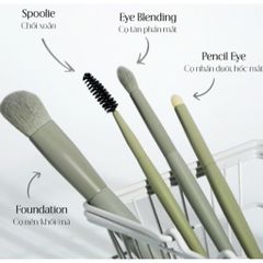 Bộ Cọ Trang Điểm Vacosi 12 Cây Kèm Ví Xanh Rêu BC35 - Cọ Chuyên Nghiệp Hàn Quốc, Thiết Kế Sang Trọng, Tiện Dụng cho Người Mới Bắt Đầu