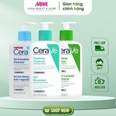Sữa Rửa Mặt CeraVe Foaming Facial Cleanser 236ML - Giải Pháp Làm Sạch Da Dầu Mụn, Tươi Mát, Thích Hợp Cho Mọi Loại Da
