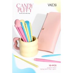 Bộ cọ trang điểm VACOSI 10 cây kèm ví hồng BC34 - Nana Shop