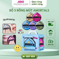 Set 5 Bông Mút Tán Nền AMORTALS Size XL Siêu Mềm - Dễ Dàng Tán Kem Nền, Phù Hợp Cho Da Nhạy Cảm - Trải Nghiệm Trang Điểm Hoàn Hảo